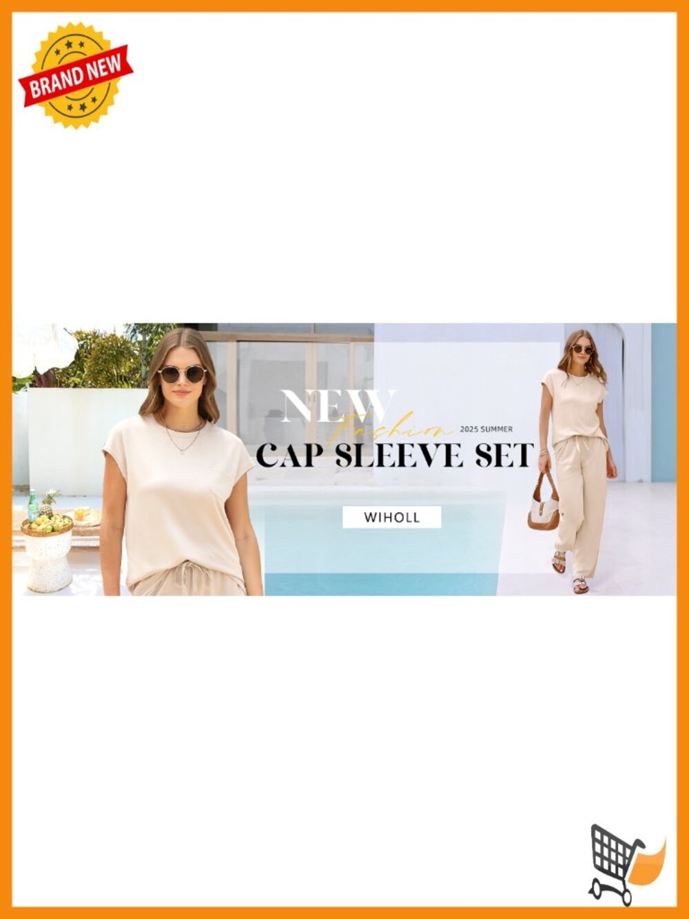 Lightweight Cap Sleeve Lounge Set with Pockets 2 Piece Travel Outfit - Picture 6 of 6